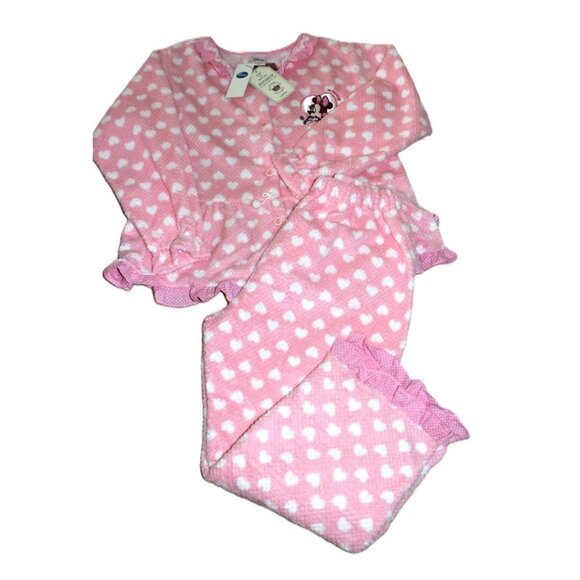 nwt DISNEY Retro Minnie Mouse Fuzzy Pajama Set - Cozy Loungewear *Deadstock* - Picture 9 of 14
